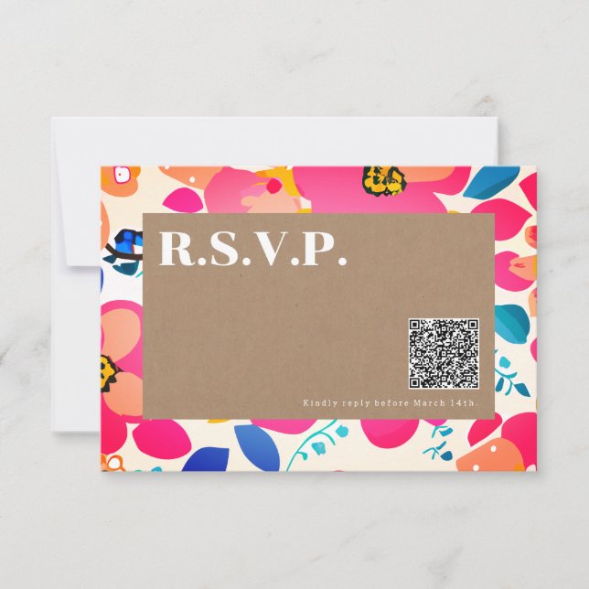Cartão RSVP Código QR de Casamento de Corte Bril (Frente)