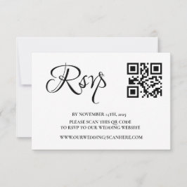 Cartão RSVP Código QR de Casamento de Foto Elegante