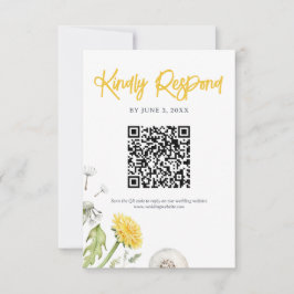 Cartão RSVP Código QR de Casamento de Jardim de Flores Selvage