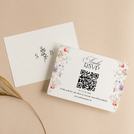 Cartão RSVP Código QR de Casamento de Jardim de Primavera Flor