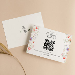 Cartão RSVP Código QR de Casamento de Jardim de Primavera Flor