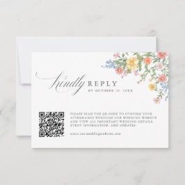 Cartão RSVP Código QR de Casamento de Jardim de Primavera Orna