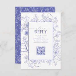 Cartão RSVP Código QR de Casamento de Lavanda Lilac Elegante