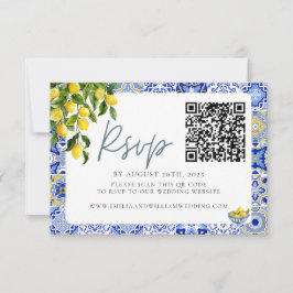 Cartão RSVP Código QR de Casamento de Limão do Mediterrâneo