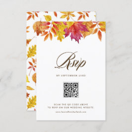 Cartão RSVP Código QR de Casamento de outono de Garland Garlan