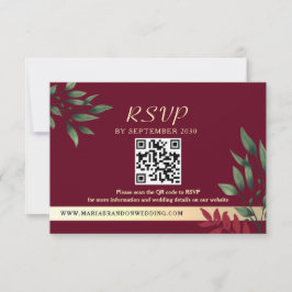 Cartão RSVP Código QR de casamento de outono em Borgonha