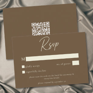 Cartão RSVP Código QR de Casamento de Outono Minimalista em Ma
