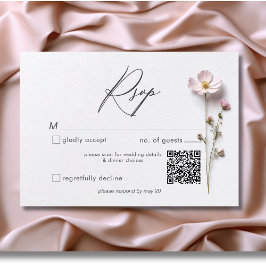 Cartão RSVP Código QR de Casamento de Pastel Selvagens Presas 