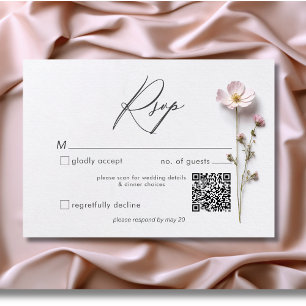 Cartão RSVP Código QR de Casamento de Pastel Selvagens Presas 