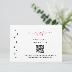 Cartão RSVP Código QR de Casamento de Pet Casado Personalizado