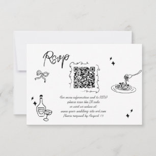 Cartão RSVP Código QR de Casamento de Script de Disjunção de T