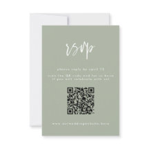 Código QR de Casamento de Script Verde de Sage Mín