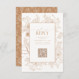 Cartão RSVP Código QR de Casamento de Terracotta Elegante Por
