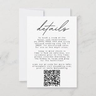 Cartão RSVP CÓDIGO QR de Casamento de Texto Preto e Branco Si