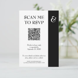 Cartão RSVP CÓDIGO QR de casamento de tipografia moderna