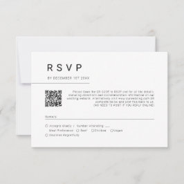 Cartão RSVP Código QR de Casamento de Tupografia de Script Mín