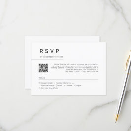 Cartão RSVP Código QR de Casamento de Tupografia de Script Mín
