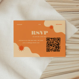 Cartão RSVP Código QR de Casamento de Verão Colorido Minimalis