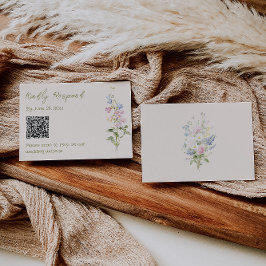 Cartão RSVP Código QR de Casamento de Verão Floral Escrito à M