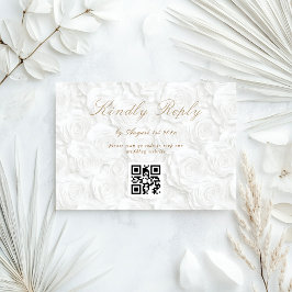 Cartão RSVP Código QR de Casamento Floral