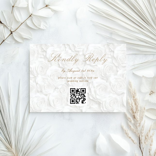 Cartão RSVP Código QR de Casamento Floral (Criador carregado)