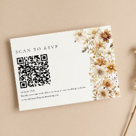 Cartão RSVP Código QR de Casamento Floral Boho Flor Silvestre 