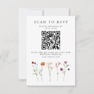 Cartão RSVP Código QR de Casamento Floral de Orgulho Lésbico d