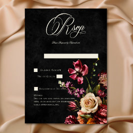 Cartão RSVP Código QR de Casamento Floral de outono de Outono 