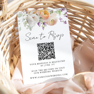 Cartão RSVP Código QR de Casamento Floral de Primavera Delicad