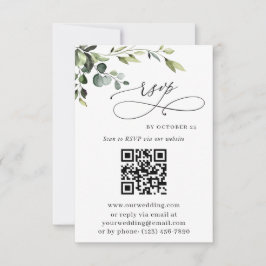 Cartão RSVP Código QR de Casamento Floral Elegante Eucalyptus