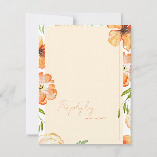 Cartão RSVP Código QR de Casamento Floral Jardim Romântico em  (Frente)
