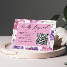 Código QR de Casamento Floral Rosa Púrpura Minimal