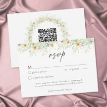 Código QR de Casamento Floral Rústico Jardim de Fl