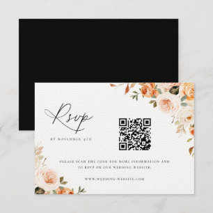 Cartão RSVP Código QR de Casamento Floral Terrestre do Outono