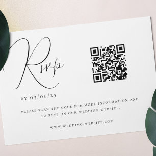 Cartão RSVP Código QR de Casamento Minimalista do Emerald Verd
