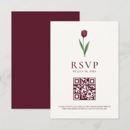 Cartão RSVP Código QR de Casamento Minimalista Simples Tulipa 