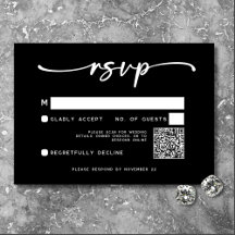 Código QR de Casamento Mínimo de Script Branco Pre