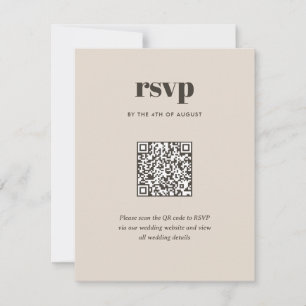 Cartão RSVP Código QR de casamento moderno marrom tendência mi