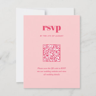 Cartão RSVP Código QR de Casamento Moderno Rosa Tendência Mix