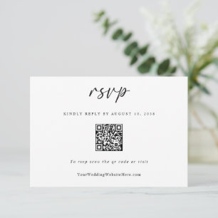 Cartão RSVP Código QR de Casamento Moderno Simples Divertido