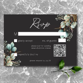 Cartão RSVP Código QR de Casamento Negra de Casamentos Brancos