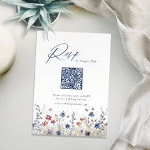 Código QR de casamento rústico de flor silvestre a