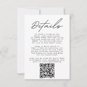 Cartão RSVP CÓDIGO QR de Casamento Simples de Texto Preto e B