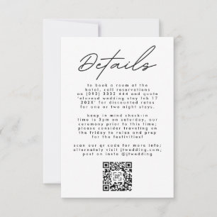 Cartão RSVP CÓDIGO QR de Casamento Simples de Texto Preto e Br