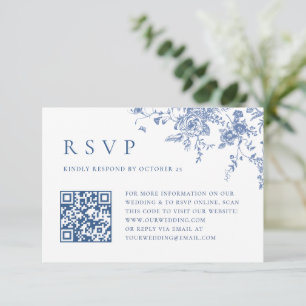 Cartão RSVP Código QR de casamento simples e elegante em jardi