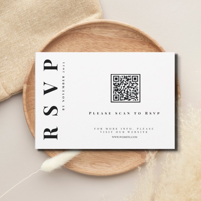 Cartão RSVP Código qr de casamento simples e moderno minimalis (Criador carregado)