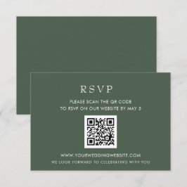 Cartão RSVP CÓDIGO QR de Casamento Verde Moderno Elegante Simp