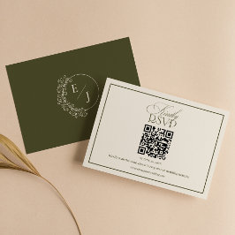 Cartão RSVP Código QR de Casamento Verde Oliva Clássico Old Mo