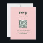 Cartão RSVP Código QR de Combinação de Casamento de Combinação<br><div class="desc">A moderna Carta RSVP de Código QR de Combinação de Combinação de Combinação Verde Verde Rosa apresenta pares de tipos modernos em cores ousadas e modernas.</div>