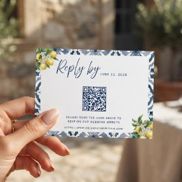 Cartão RSVP Código QR de Confirmação de Presença para Casament